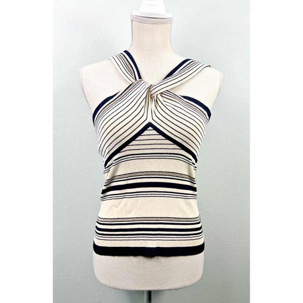 Anne Klein Women's Twisted Halter Top Metallic‎ Size Small